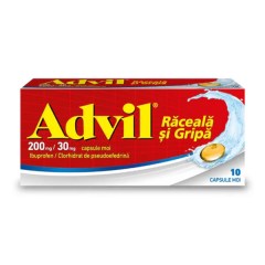 Advil raceala si gripa 200 mg/30 mg, 10 capsule moi, Haleon