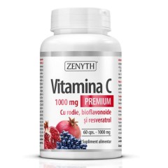 Vitamina C Premium cu rodie bioflavonoide si resveratrol, 60 capsule, Zenyth