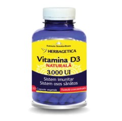 Vitamina D3 Naturala 3000 UI, 120 capsule vegetale, Herbagetica